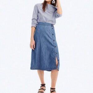 J. Crew Petite Side-Button Chambray Skirt